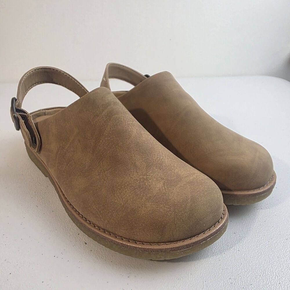 BOC B.o.c. Born Concept Lexi Slip On Mules Light Tan Clogs Size 6 Buckle New NIB
